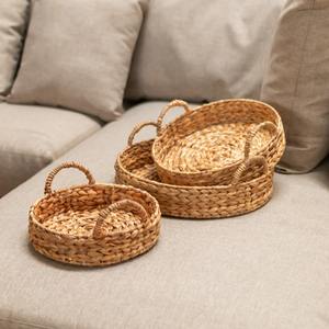 Ensemble 3 plateaux en jacinthe d'eau de taille personnalisée plateau de service naturel écologique jetable fait à la main Boho décor pour la maison hôtel - Product Image 3