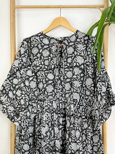 Femmes filles imprimé Maxi robe pur coton indien bloc imprimé décontracté été soirée en gros Long Midi boutons en vrac - Product Image 4
