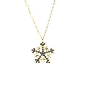 จี้เงินแท้ 925 รูปดาวและเกล็ดหิมะ พร้อมสร้อยคอประดับด้วยหินสีดำ - Product Image 6