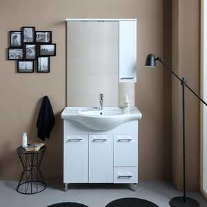 85cm Floor-Standing Bathroom Cabinet with Sink and <b>Mirror</b> White <b>Wall</b> Unit Ravenna Exported Bathroom <b>Sets</b> - Product Image 2