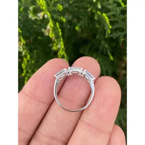 Anillo de Oro Amarillo de 14k con Aguamarina y Diamantes, Corte Esmeralda, Piedra Natural, Joyería Fina de Compromiso, Chapado en Rodio con Certificado IGI - Product Image 6