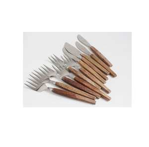 Ustensile de cuisine Fourchette à dessert en acier Cuillère avec manche en bois Ensemble de couverts à dessert Salade de fruits et gâteau Qualité supérieure et artisanat naturel - Product Image 4