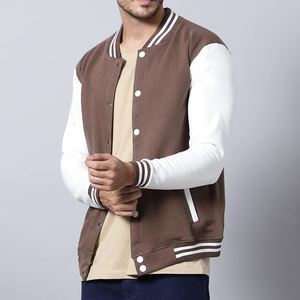 Meilleure vente hommes 100% laine hiver polaire veste haute qualité Varsity Style col montant avant décoration Letterman tissu - Product Image 2