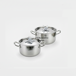 Ensemble de casseroles élégantes martelées avec bouton décoratif papillon, en acier inoxydable de qualité supérieure, finition miroir, pour service - Product Image 4