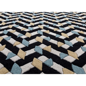 Adrift Hand Tufted Wool <b>Rugs</b> Grey & <b>Black</b> Geometric Pattern for Home-TRA-15159 - Product Image 3