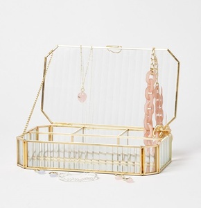 Boîte à bijoux pour femmes boîte de rangement de bijoux en verre et en laiton boîte à bijoux de Style ferme pour femmes et filles - Product Image 2