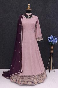 Robe longue évasée en Georgette Anarkali pour femmes Mode indienne de saison festive pour les soirées de mariage Style Maxi long - Product Image 2