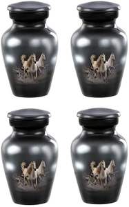 โกศสำหรับขี้เถ้า-ของที่ระลึกคลาสสิก3ม้าในรูปเผาศพสำหรับขี้เถ้ามนุษย์ Qty-4สร้างงานฝีมืออย่างสมบูรณ์ด้วยเสากำมะหยี่ - Product Image 2