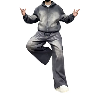 Conjunto Deportivo de Felpa con Lavado Ácido, Sudadera con Capucha y Cremallera, 100% Algodón, Ropa Deportiva Urbana, Gran Venta - Product Image 4