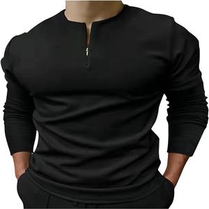 OEM Wholesale 100% Cotton Stand Collar <b>for</b> <b>Polo</b> T-<b>Shirt</b> <b>Black</b> Long Sleeve with Smart Casual Style Hot Selling Solid Pattern - Product Image 2