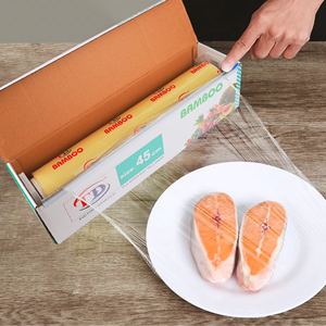 Gran oferta, película adhesiva de PVC de alta calidad para alimentos, película adhesiva de plástico, envoltura de alimentos con cortador, película adhesiva elástica para frutas y verduras - Product Image 1