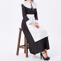 Ensemble de costume de demoiselle d'honneur classique français, robe de demoiselle d'honneur noire et blanche, costume de demoiselle d'honneur de la Renaissance anglaise pour femmes pour l'Oktoberfest