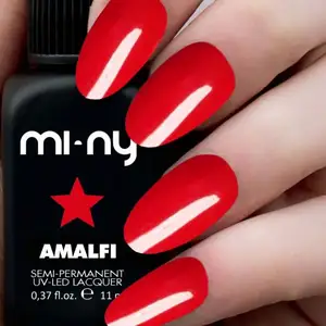 Esmalte de uñas de GEL de larga duración, 8 diseños gratis, acabado EXTRA brillante, COLOR rojo, tamaño AMALFI 11ML
