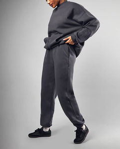 Conjunto de 2 piezas personalizado al por mayor para correr para mujer, Sudadera con capucha y hombros descubiertos, ropa informal de invierno de algodón 100% - Product Image 5