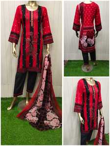 Top vente élégant motif solide Shalwar Kameez élégant Readymade costumes pakistanais pour les femmes de grande taille robe d'été pour les femmes - Product Image 2