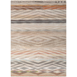 Alfombra Manchaha Geométrica Anudada a Mano de Lana, Bambú y Seda, 10 mm, Rectangular, para Sala de Estar, Pasillo, Disponible en Gris y Negro-Les-2500 - Product Image 1