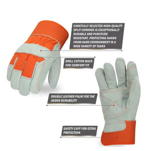 Gants de travail de protection des mains en cuir de vache de qualité supérieure durables Prix de gros Gants de travail à contraction de paume en cuir double - Product Image 2