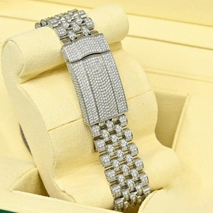 Reloj de moda con movimiento de cuarzo de acero inoxidable y diamante de moissanita completamente helado de forma redonda de - Product Image 4