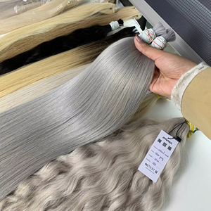 Extensions de cheveux en vrac Produit de vente chaud 2025 couleur gris argent 60cm naturel droit 100% cheveux vietnamiens de haute qualité - Product Image 1