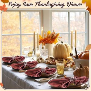 ห่วงใส่ผ้าเช็ดปากเหล็กมีดอกไม้เมเปิ้ลใช้ซ้ำได้สำหรับการชุมนุมในครอบครัวในชีวิตประจำวันของตกแต่งโต๊ะอาหาร - Product Image 4