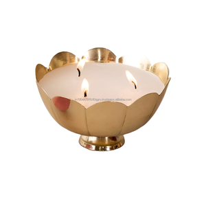 Royal Look Metal Flower Design Bowl Candle From Indian Manufacturer & Exporter - Product Image 1
