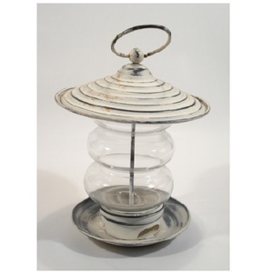 Comedero para pájaros de Metal con acabado de cobre antiguo de diseño acanalado, cúpula de cristal con anillo colgante para balcón interior, comedero colgante para pájaros - Product Image 3
