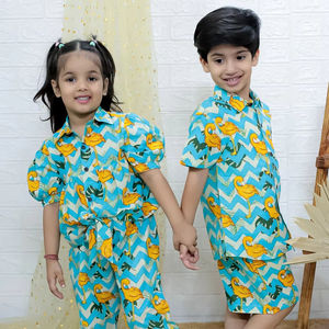 Conjunto de ropa para niños Conjunto de hermanos de estilo indio para niños y niñas, conjunto de ropa para niños de nuevo estilo de dos piezas - Product Image 1