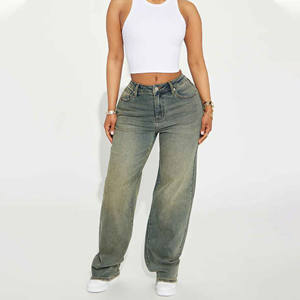 ¡Novedad de 2025! Vaqueros recortados holgados de cintura alta para mujer, Vaqueros lisos de pierna recta, moda informal de marca para mujer - Product Image 2