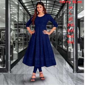 Alta demanda de rayón con Schiffli Work Women Kurti y pantalón para oficina y hogar a precio asequible - Product Image 4