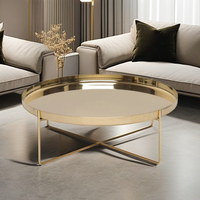 Table basse moderne minimaliste en or poli Design européen Plateau supérieur amovible Chambre à coucher Bureau à domicile Métal Tables arabes classiques