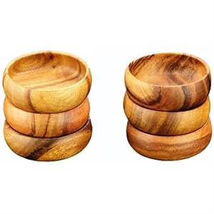 Tazón de Madera de Acacia Desechable y Duradero de 6 x 3 Pulgadas, Tamaño Personalizado, Hecho a Mano, Estilo Bohemio, con Logotipo Personalizado, Regalo Empresarial de la India - Product Image 2