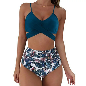 Latest Design Animal Print High Waist Sexy Three Piece <b>Bikini</b> <b>Set</b> for Women with Breathable Quick Dry Fabric <b>Triangle</b> Bra Style - Product Image 2