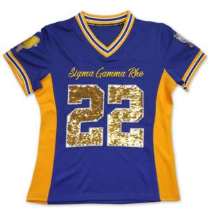 Camiseta de Fútbol SGR Azul Rey |   Camiseta Deportiva Sigma Gamma Rho 100% Poliéster |   Logotipo del Equipo Bordado Corto en la Parte Delantera/Trasera de los Hombros | - Product Image 1