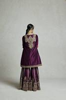 Nouvel arrivage de tissu lourd Gharara Salwar Kamiz Duppata vin couleur indien pakistanais travail de broderie pour la fête de l'Aïd