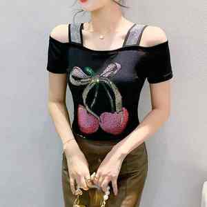 Camisetas Deportivas de Verano para Mujer, Sólidas, Transpirables, con Logotipo en el Hombro, Brillantes, de Manga Corta - Product Image 2