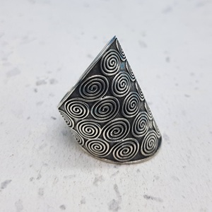 Vintage 925 Bague En Argent Bohème Spirale Mandala Conception Longue Plaine Lunette Réglage Incrustation De Mariage Anniversaire Fête Cadeau pour Elle - Product Image 2