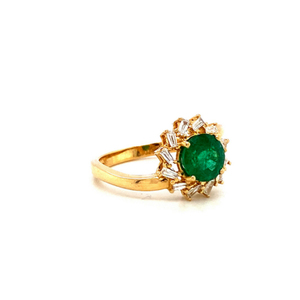Anillo de diamante de Esmeralda Natural para niña, oro amarillo de 14 quilates, Esmeralda verde redonda, joyería de boda, regalos, joyería fina - Product Image 2
