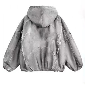 Nuevas modas Diseño único Alta calidad 100% Algodón Hombres Sudaderas con capucha sólidas Lavado ácido personalizado Desgastado Transpirable Precio al por mayor - Product Image 2