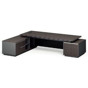 Wholesale Luxury Modern MDF Executive Office Desk with <b>Storage</b> <b>Locker</b> Brown Color Commercial Building Workspace Furniture Modula - Product Image 2
