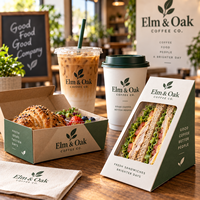 AT PACK Custom Sandwich Box Made of 300g Kraft Paper Board, Premium Food Packaging with Logo for Cafe Takeaway Supplies