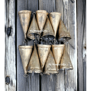 Shabby Chic 3.5 Inch Recycled Iron Wind Chime Rustic Antique Cone Shape Polished Painted Brass Model Alloy Pet Vintage Antique - Product Image 2