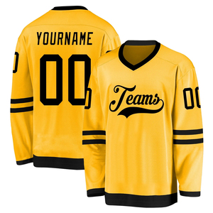 Maillot de Hockey sur glace à manches longues, col en V, bonne qualité, bon marché, vente en gros, impression par Sublimation complète, 100% Polyester, pour hommes adultes - Product Image 1