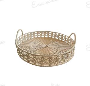 Panier à pain et à fruits décoratif en bambou tissé à la main Plateau de service rond tissé Panier à fruits pour la cuisine et la table à manger - Product Image 6