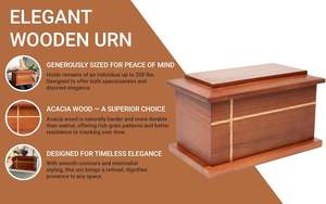 กล่องไม้อาเคเชียสำหรับเผาขี้เถ้าของมนุษย์กล่องที่ระลึกแบบทำมือดีไซน์หรูหรา - Product Image 4