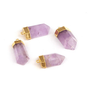 Haute qualité naturel améthyste or galvanisé simple Bail pendentif connecteur collier à faire soi-même bijoux de mode pendentifs en gros - Product Image 4