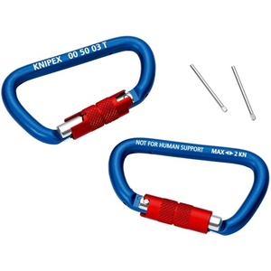 KNIPEX Blue Coated Carabiner 81 mm Long with Screw Lock Material Carabiner - Product Image 1