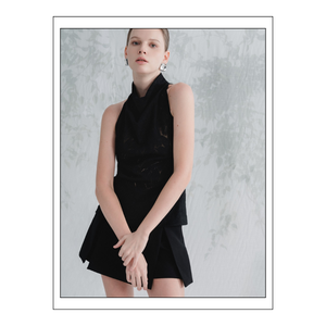 Prêt à expédier qualité noir femmes Shorts fausse jupe Shorts fente avant ANSEL SKORT rayonne Spandex tissé tissu WHITEANT Vietnam - Product Image 1