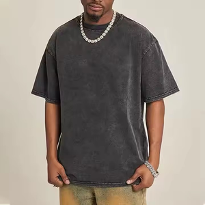 T-shirts de haute qualité délavés à l'acide 100% coton pour hommes T-shirts à épaules tombantes surdimensionnés respirants OEM avec logo personnalisé - Product Image 5