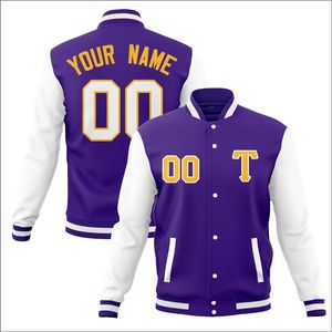 Opción personalizada de alta calidad de poliéster/algodón Varsity chaquetas hombres mujeres cuello redondo temporada de invierno un solo botón High Street Front - Product Image 2