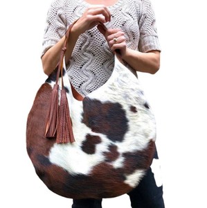 Sac fourre-tout en cuir de vache véritable à 100%, bandoulière confortable, sac seau de style western pour femmes, cuir de vache travaillé à la mode - Product Image 4